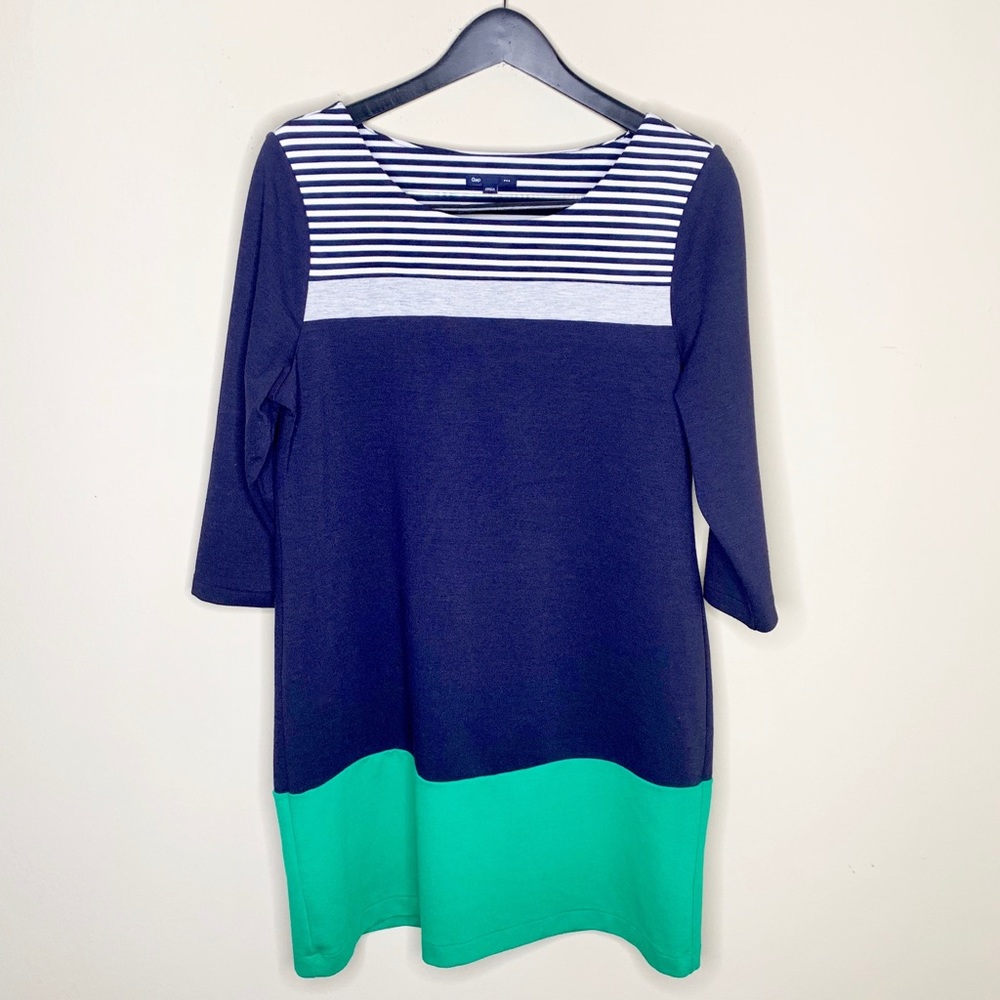 🌷 Gap Ponte Color Block 3/4 Sleeve Length Dress Sz L